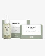 Aima Sense After Sex olja, wipes och tampong i ett komplett kit mot vit bakgrund